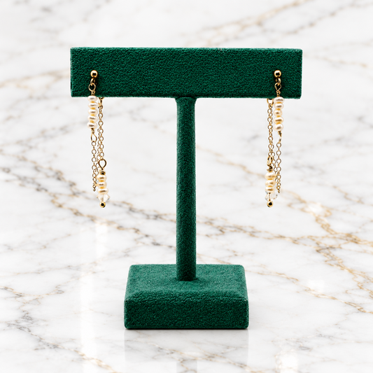 Chain Drop Pearl Earrings- Connected