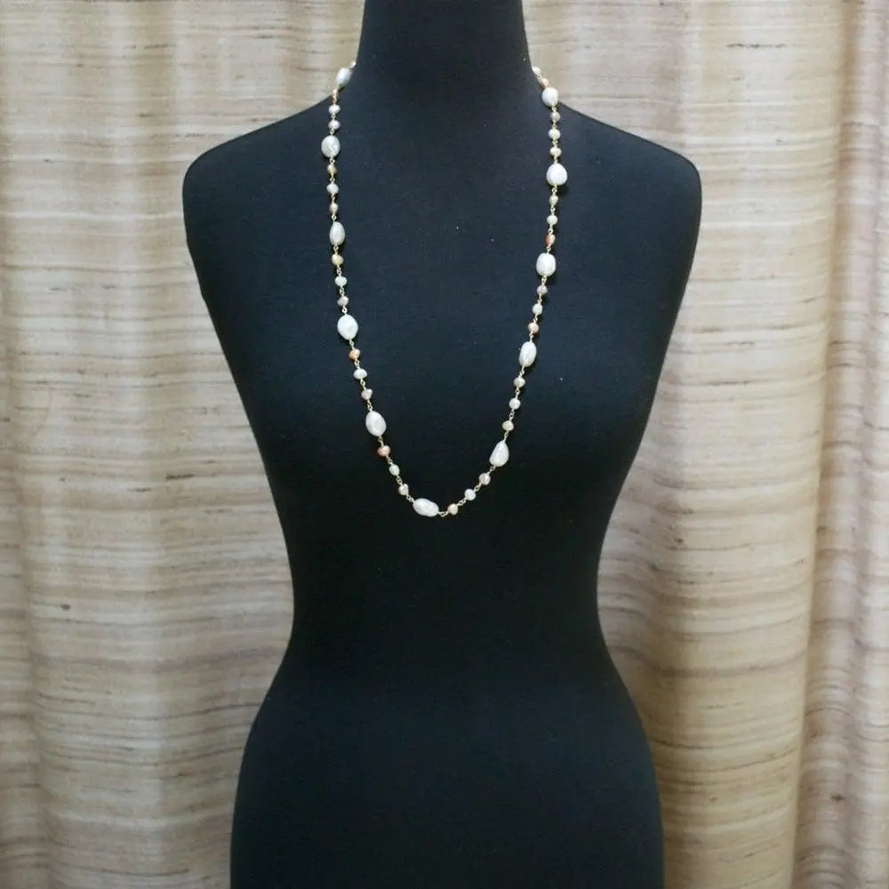 Pink Stones With Pearl Necklace - Uni-T