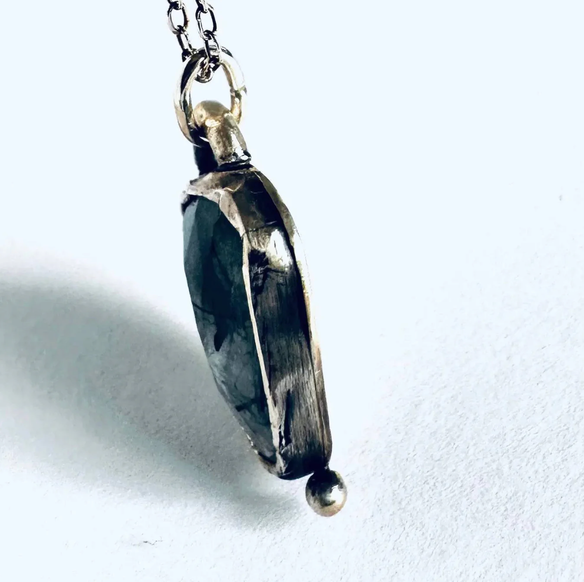 Rutilated Quartz Handcrafted Silver Pendant Necklace, Artisan Necklace