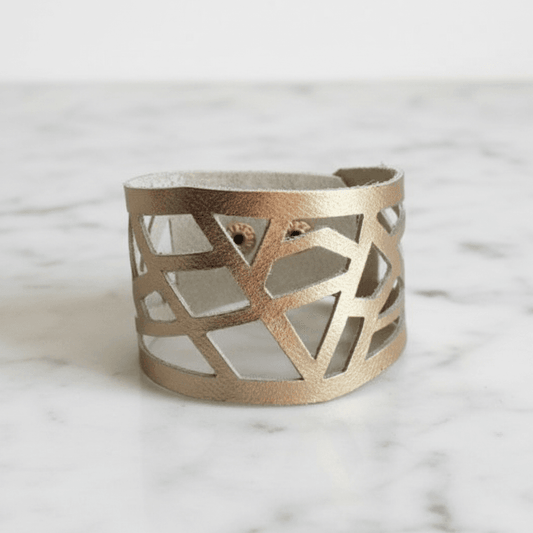 Platinum Barcelona Leather Cuff, Leather Bracelet