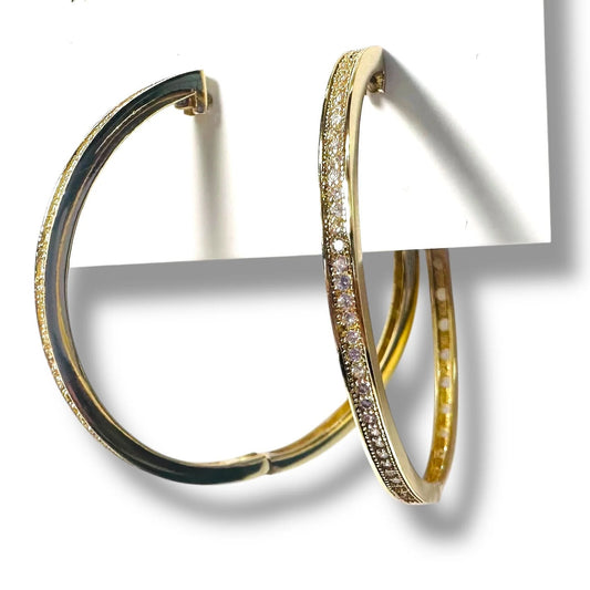 Gold Filled Cz Encrusted Hoop Earrings*
