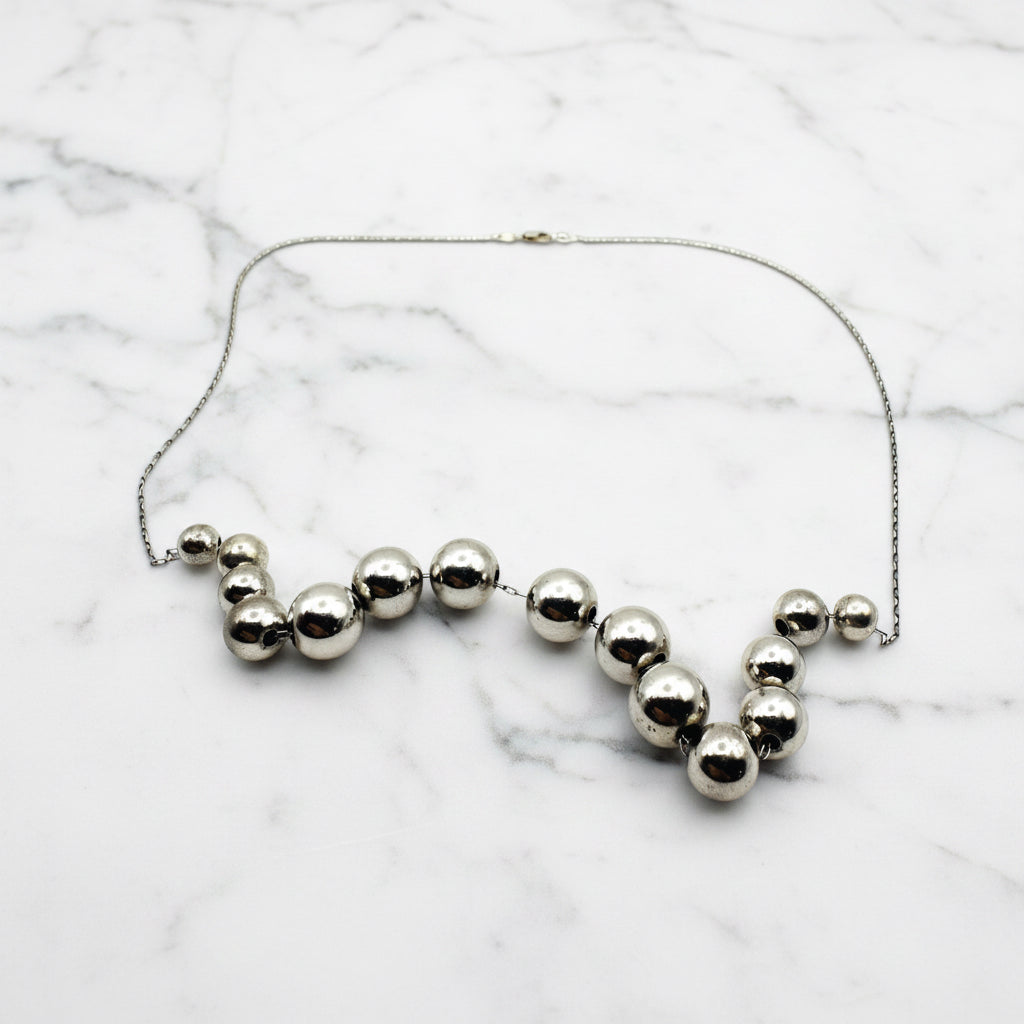 Eco-Friendly Silver Bead Necklace for Sustainable Style