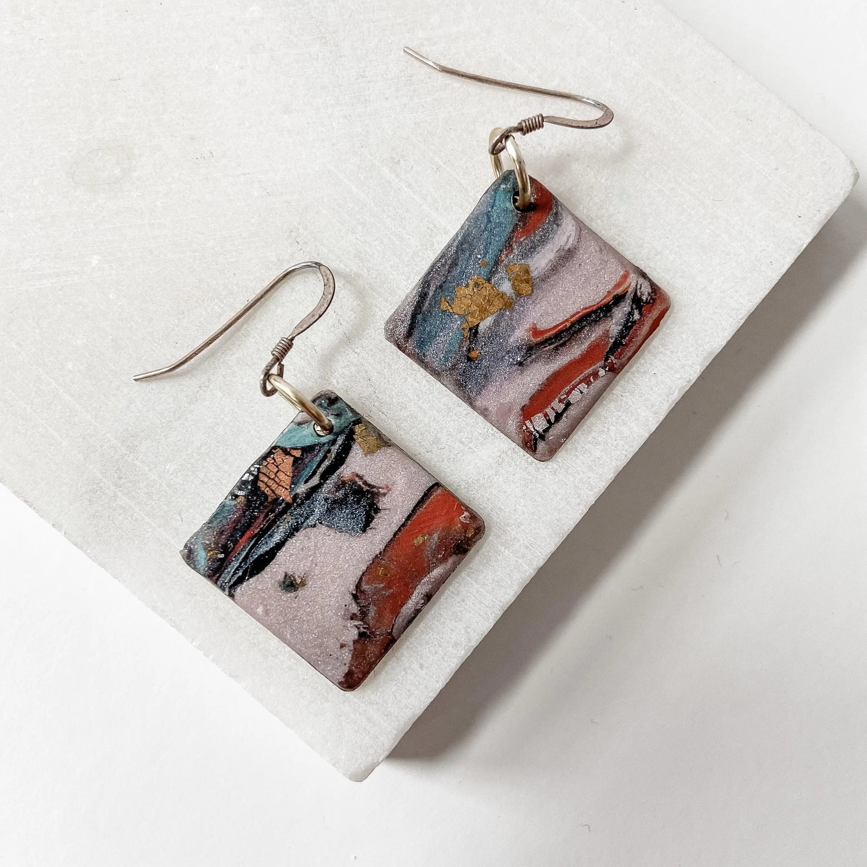 Stylish Square Polymer Clay Earrings – Unique Design – Uni-T