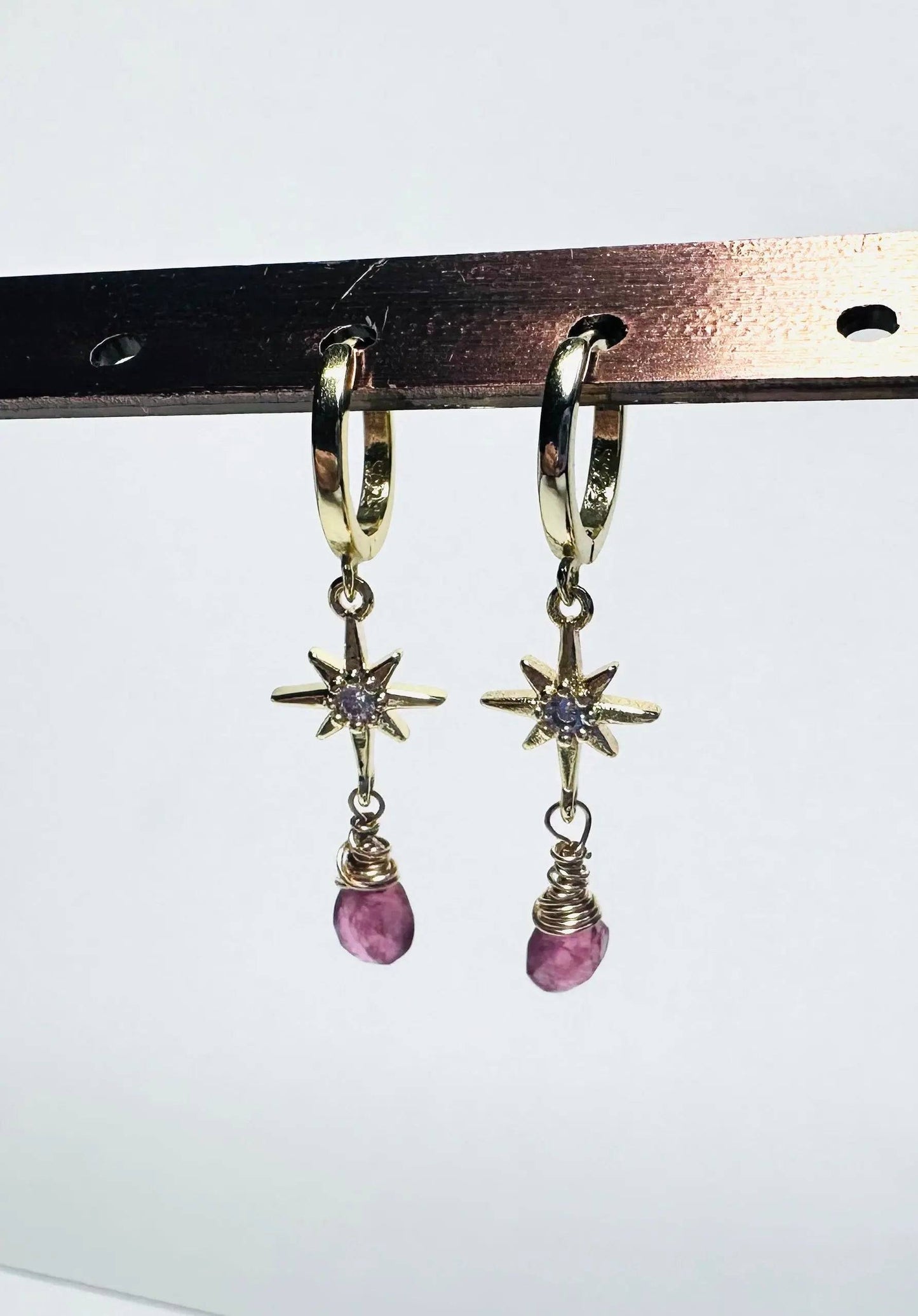 Star Huggie Hoops, Gold Filled Earrings, Hoops, Tourmaline Earrings* Janine Gerade