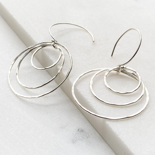 Sterling Silver Hammered Hoop Earrings | Handmade Jewelry - Uni-T
