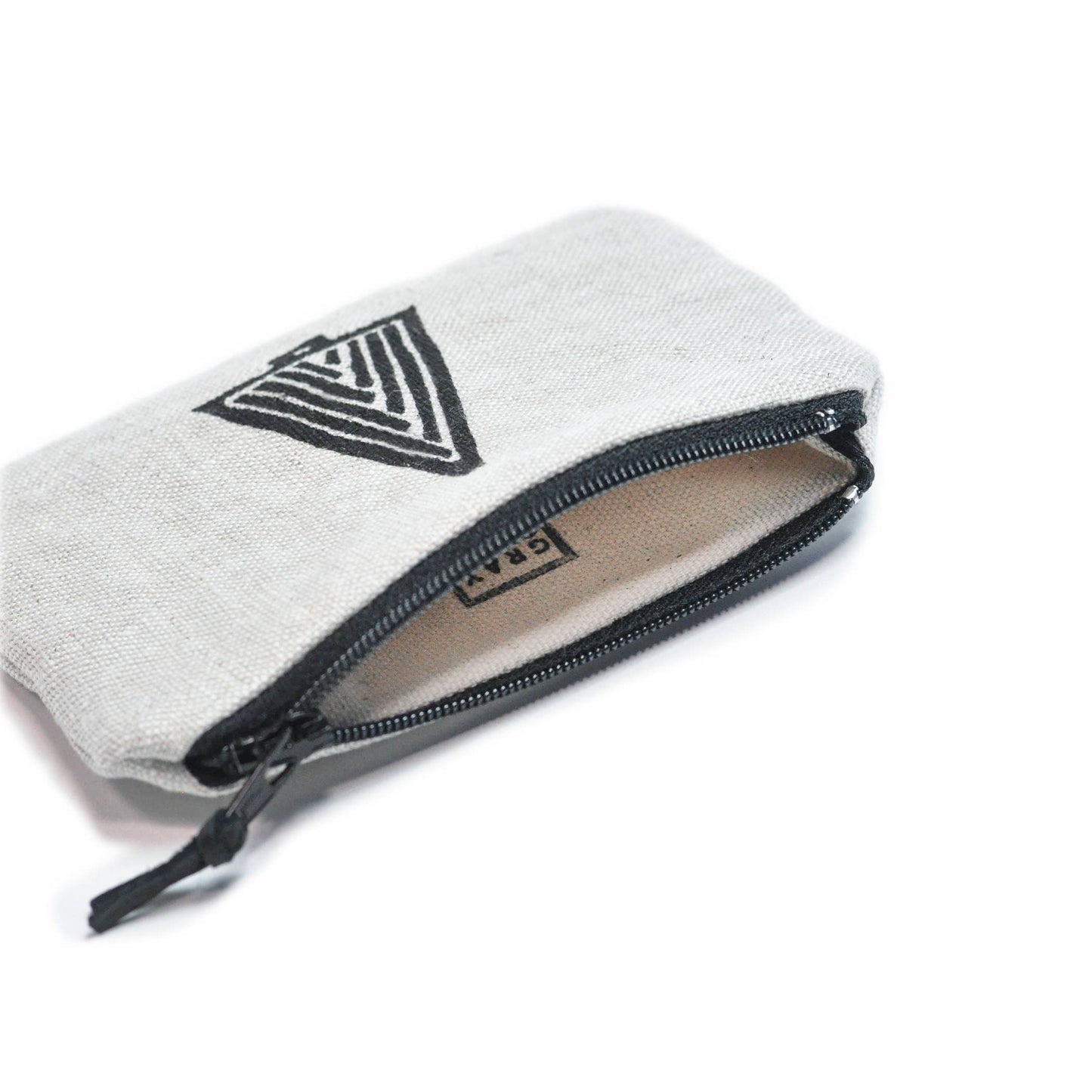 Tree Blockprint Linen Coin Purse Gray Green Goods