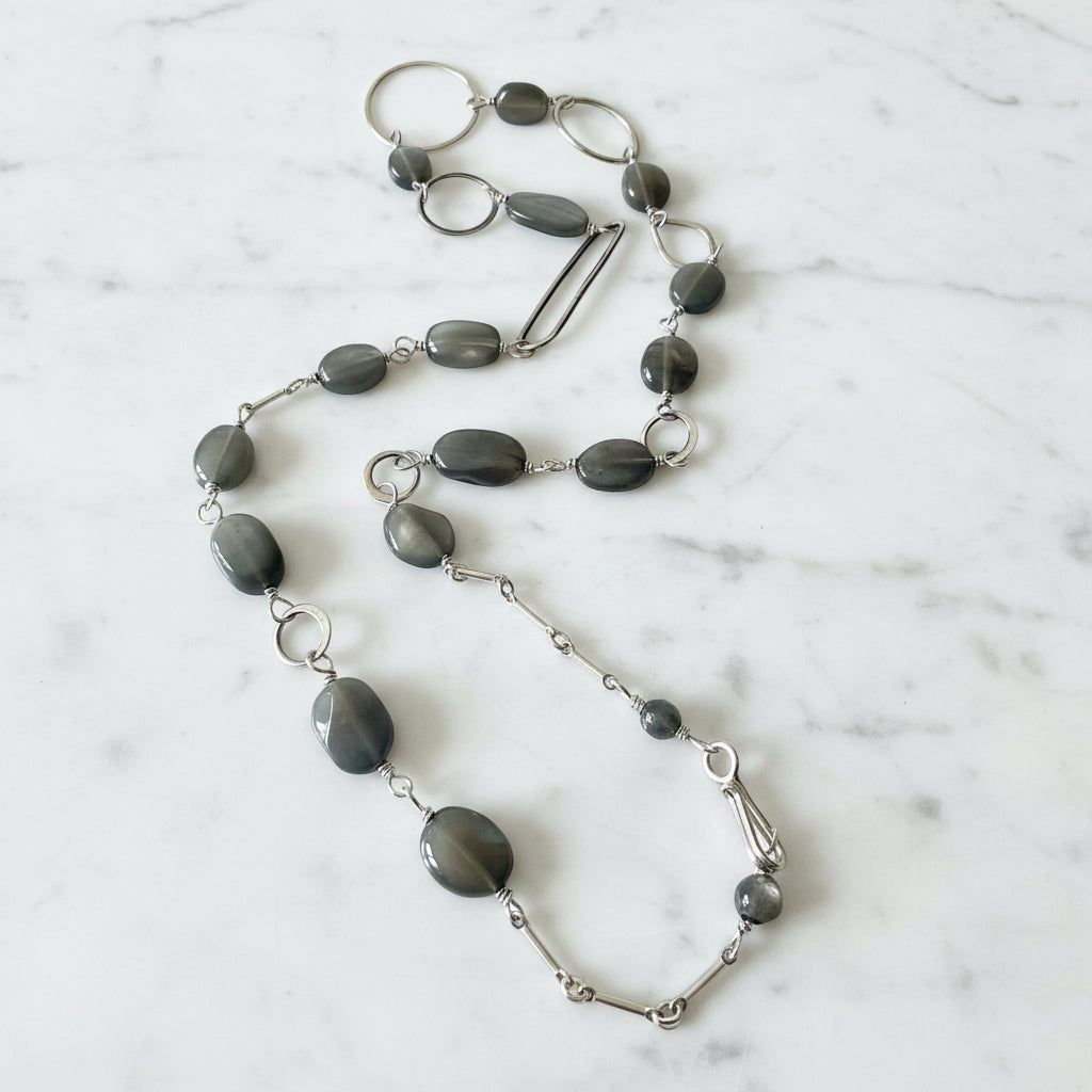 Sterling Silver Link Moonstone Necklace