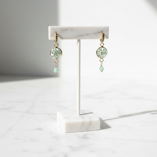 Larimar and Flower Earrings