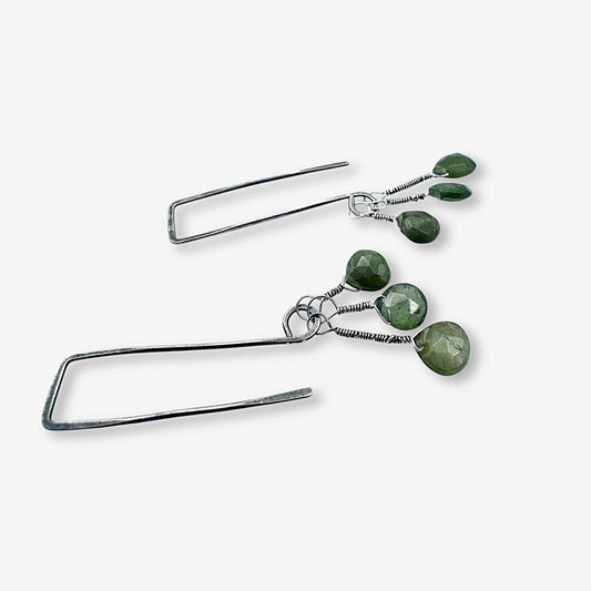 Modern Drop Earrings-Green Tourmaline*