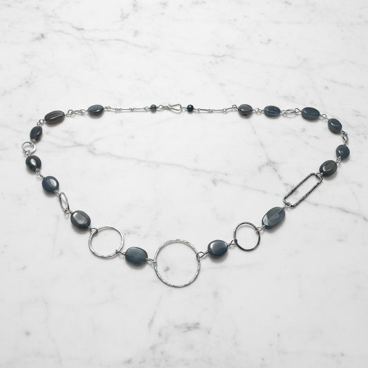 Sterling Silver Link Moonstone Necklace