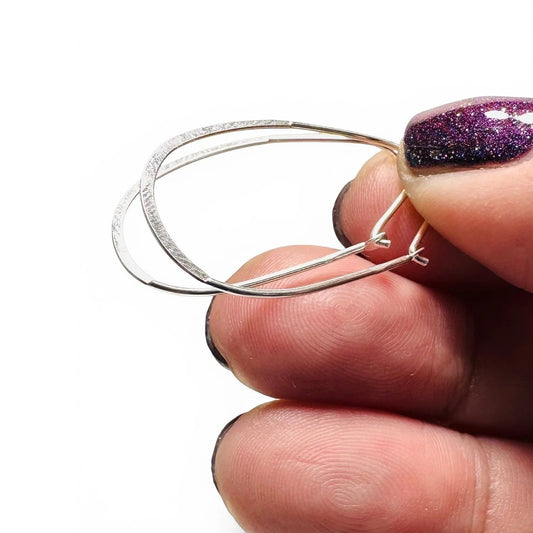 Oval Simple Silver Hoops***