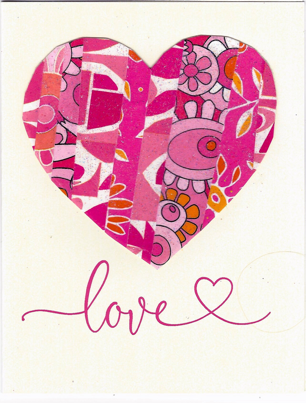 LOVE  one of a kind handmade collage heart card Virginia Fitzgerald