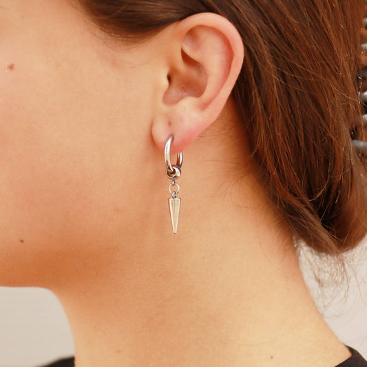Stainless Steel Spike Pendant Hoop Earrings*