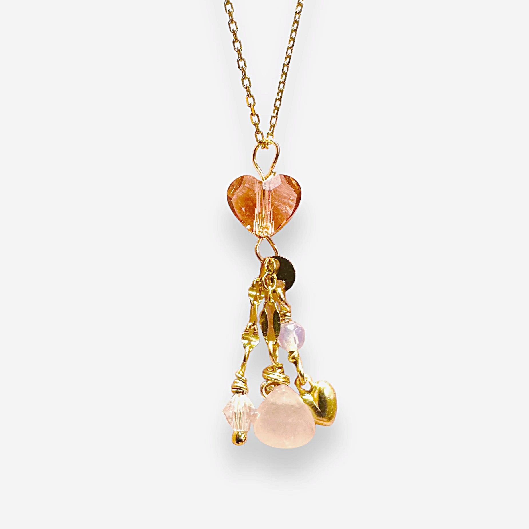 Golden Peach Heart Charm Necklace-UNI-T Janine Design