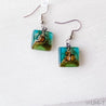 Recycled Fused Glass Earrings - Square Uni-T