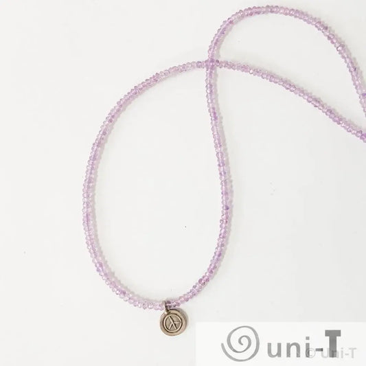 Amethyst Beads Necklaces with Oxidized Peace Pendant Lisa Trachtman