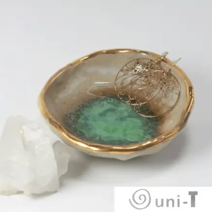 Bermuda Oyster Ring Dish, Chakra Bowl, 22k Gold Ceramic Bowl Liza Curtis