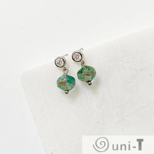 Blue Beads Earrings with charms Kathy James