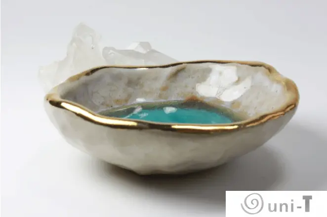 Capri Oyster Ring Dish, Chakra Bowl, 22k Gold Ceramic Bowl Liza Curtis