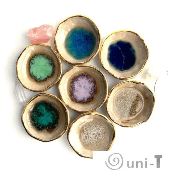 Chrysoprase Oyster Ring Dish, Chakra Bowl, 22k Gold Ceramic Bowl Liza Curtis