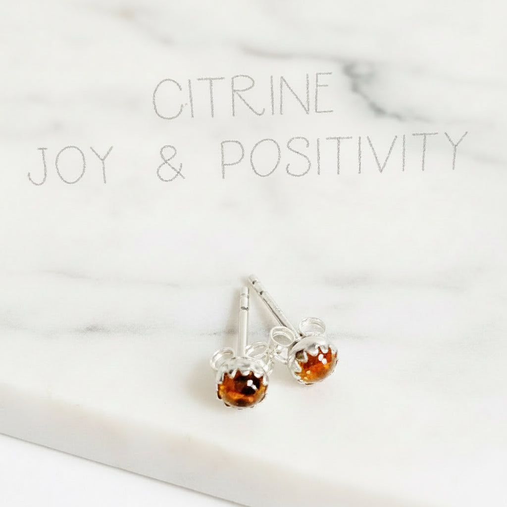 Citrine Stud Earrings, November Birthday Gemstone- November Janine Gerade