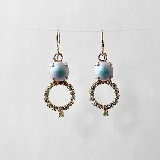 Crystal Pearl & Rhinestone Dangle Earrings Regina McGearty