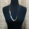 White Agate &amp; 22K Gold Painted Antique Mala Beads with Pyrite Necklace Uni-T