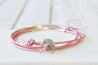 Pink Leather Silver/Gold Wrap Bracelet - One Size fits all Uni-T