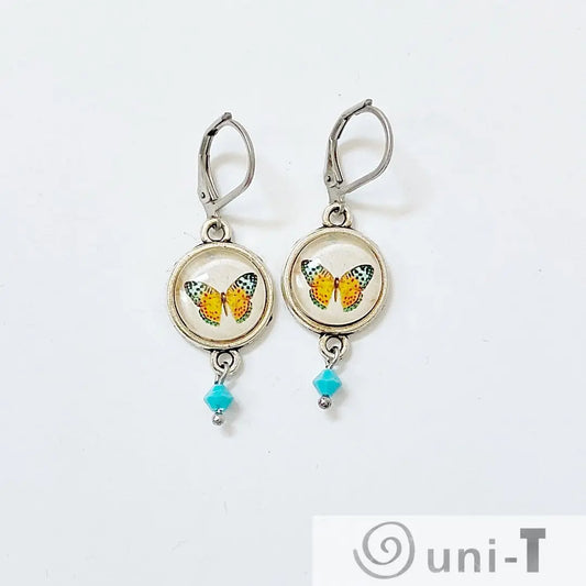 Dragonfly and Butterfly Glass Dome Earrings Kathy James