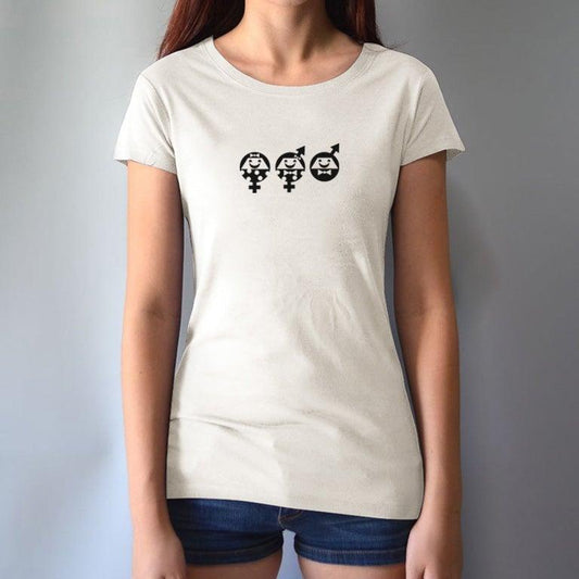 Women's Equality T-Shirt in cream bamboo & organic cotton with black graphic. Sustainable fashion gift supporting human rights and gender equality.