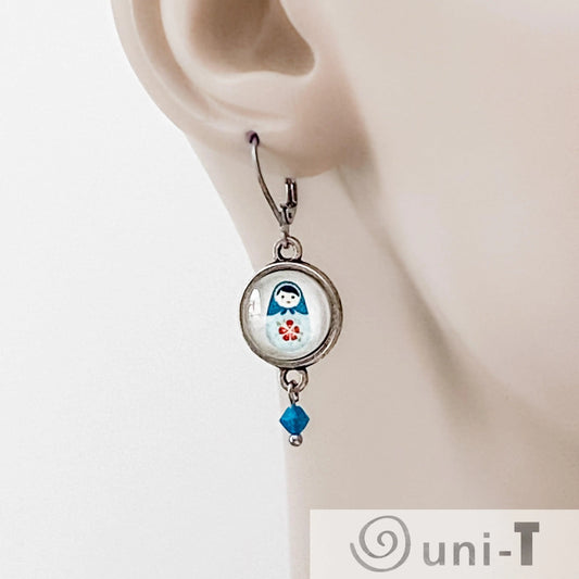 Glass Dome Russian Doll Earrings Kathy James