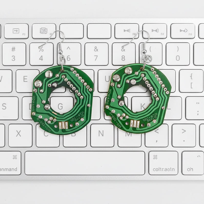 Green Circuit Board Earrings - Computer Parts Earrings Melissa Glick