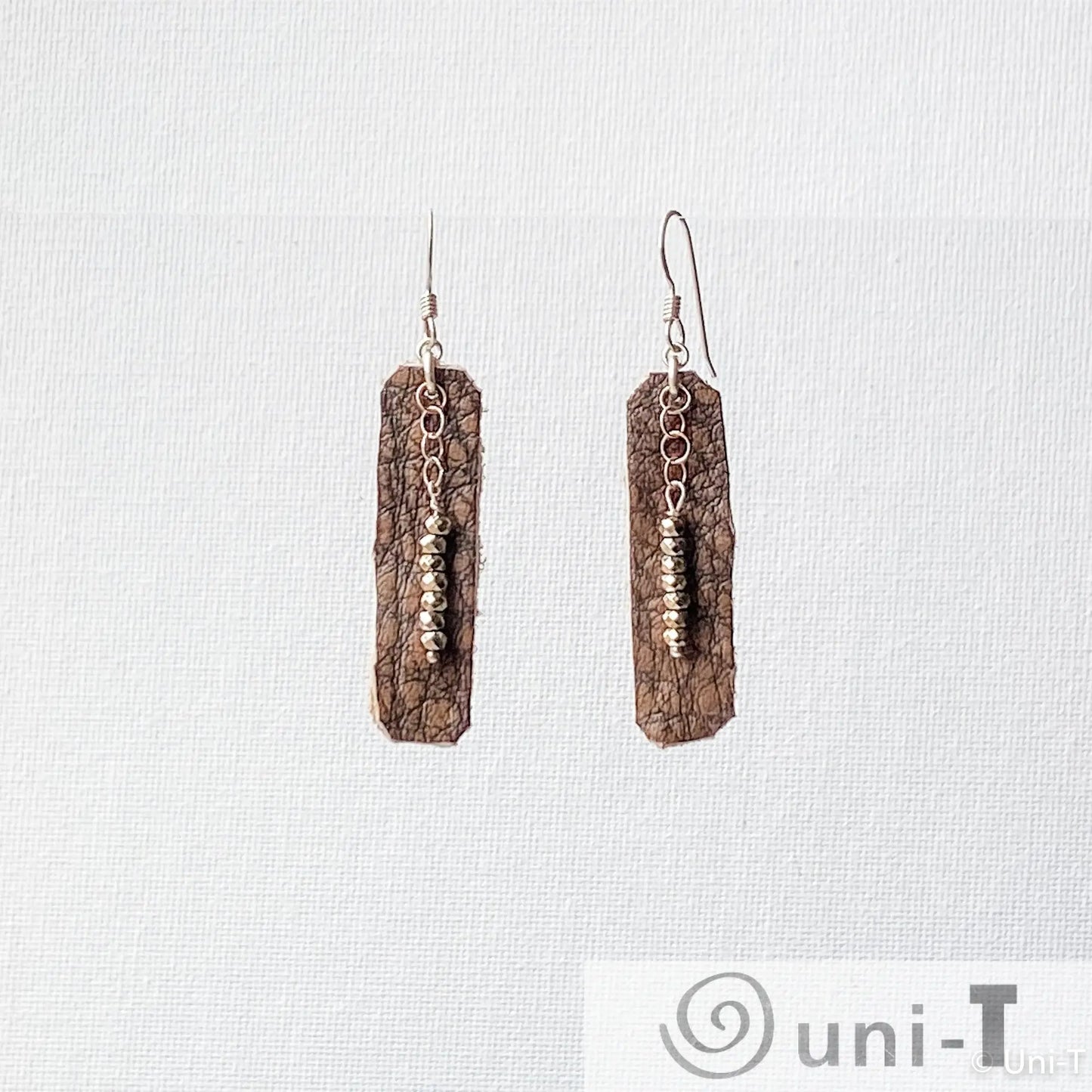 Hand Cut Rectangle Brown Vegan Leather Earrings Janine Gerade