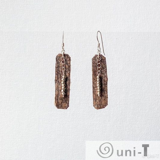 Hand Cut Rectangle Brown Vegan Leather Earrings Janine Gerade