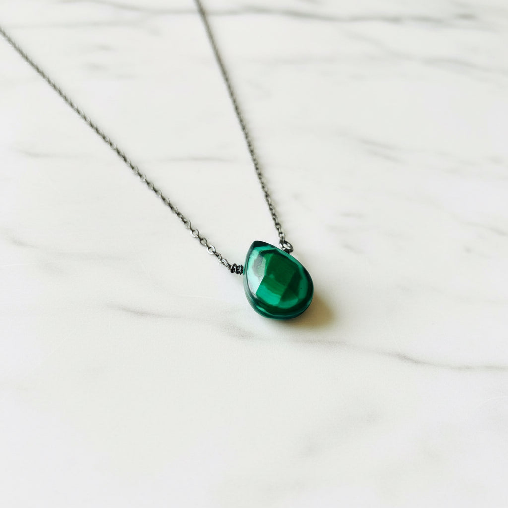 Holliston Rail Trail Necklace/ Gemstone Necklace/ Green Necklace/Malachite Jewelry, Janine Gerade