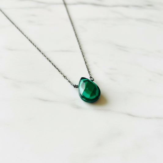 Holliston Rail Trail Necklace/ Gemstone Necklace/ Green Necklace/Malachite Jewelry, Janine Gerade