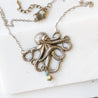 Octopus Necklace, Steampunk Style, Silver or Bronze Finish Uni-T