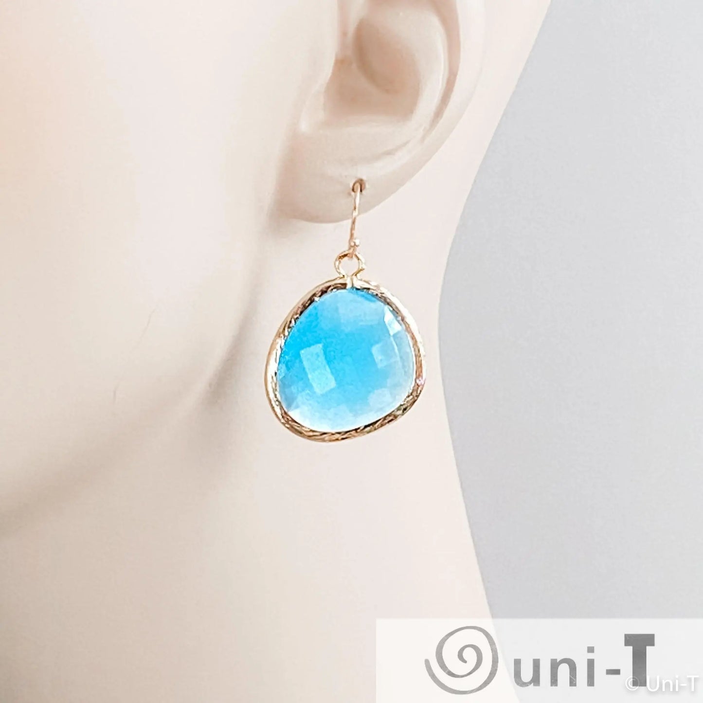 Large Gem Drop Earrings - Blue, Clear Lisa Trachtman