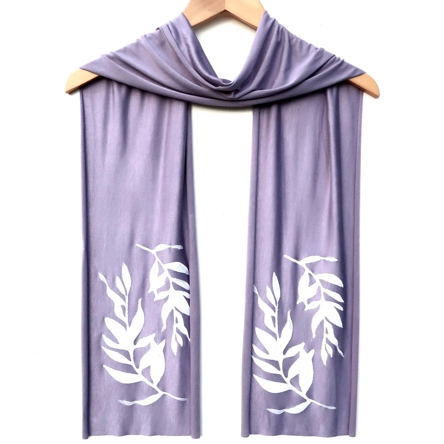 Laurel Skinny Scarf (white ink) Windsparrow Studio