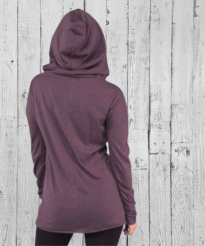 Lotus Organic Cotton Cowl Neck Yoga Hoodie, Made in USA Uni-T