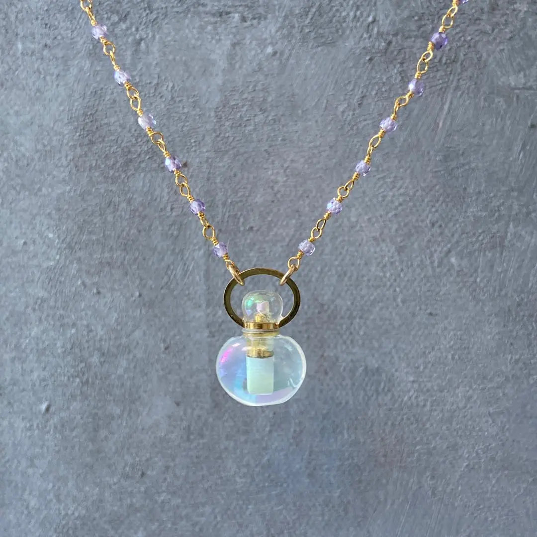 Mini Potion Bottle, Amethyst 14K Gold Filled Necklace Regina McGearty