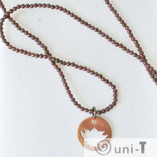 Mixed Garnet With Hand Cut Lotus Copper Charm & White Topaz Sasha Walsh