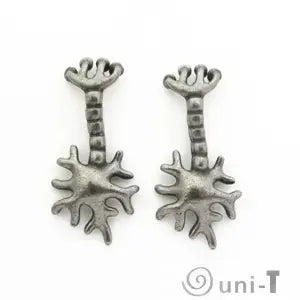 Pair of Neuron Earrings - Biology Enthusiasts Accessory | Surgical Steel with detailed neuron cell shape, ideal for science-themed fashion.