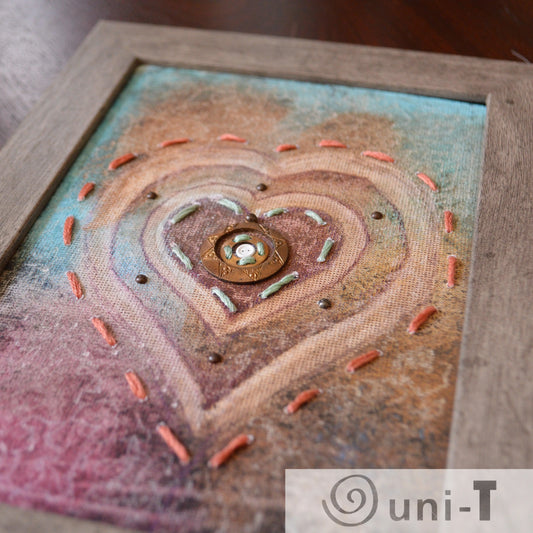 Original Mixed Media Framed Art 5X7 - My Heart To You... Eujin Kim Neilan