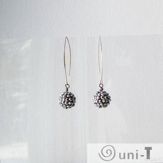 Pave Ball Earrings with Long Hook Ear Wire Lisa Trachtman