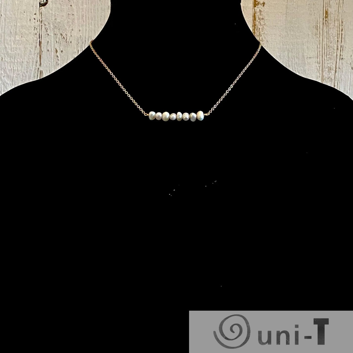Pearl Bar Necklace with Dainty Gold Filled Chain Nicole Goulet