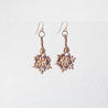Matte Silver Snowflake Woven Seed Bead Earrings with Tiny Lilac Glass Pearls and Bronze Uni-T Earrings