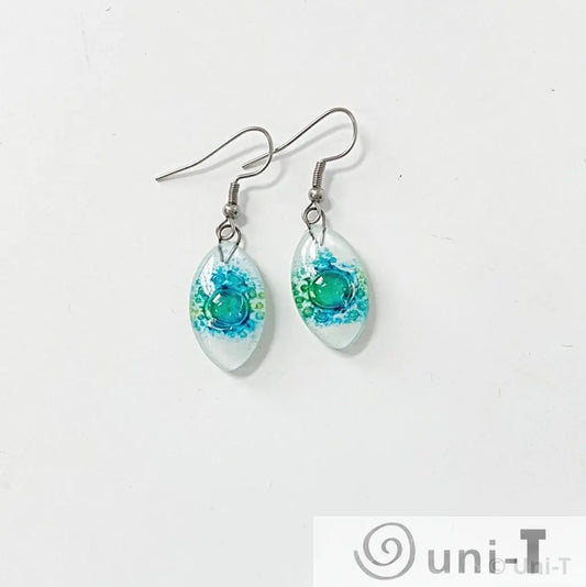 Recycled Fused Glass Earrings - Oval Carolina Portillo