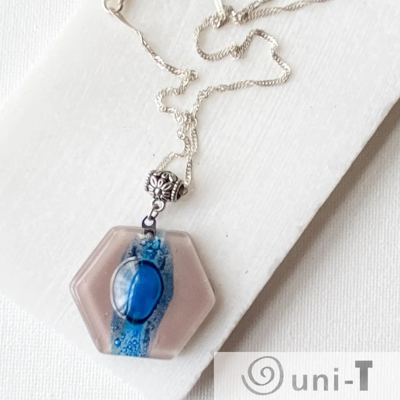 Recycled Fused Glass Necklaces - Hexagon Carolina Portillo