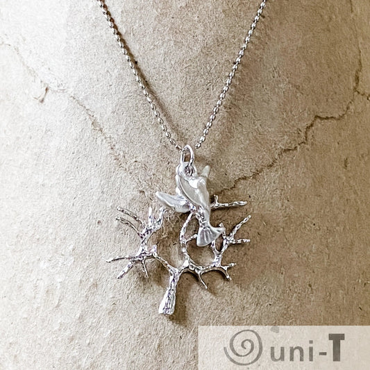 Rhodium Charm Necklace - Tree & Humming Bird Kathy James